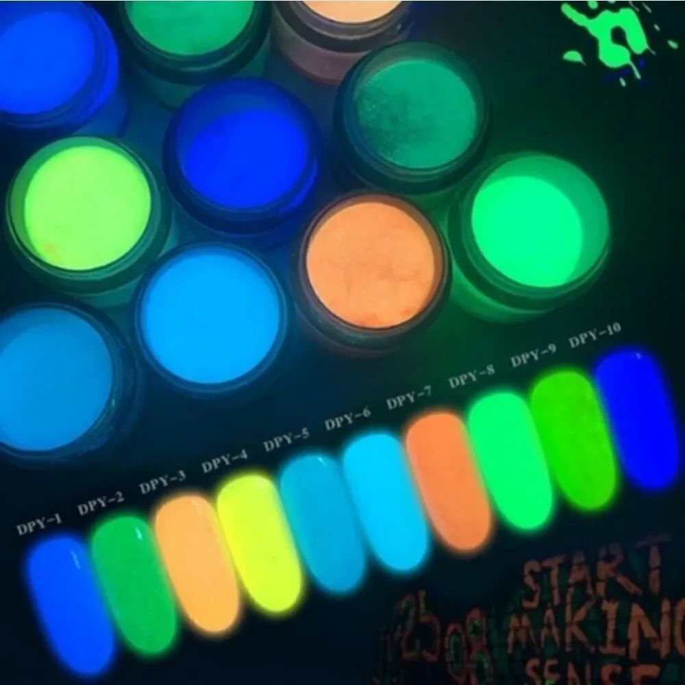 Glow in dark nail dip set in pouch